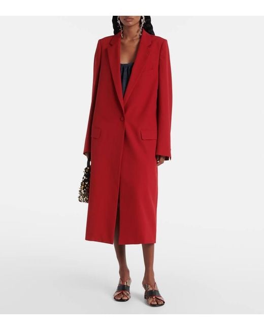 Dries Van Noten Red Wool Coat