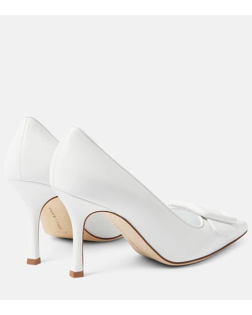 Escarpins Maysale 70 En Daim Manolo Blahnik en coloris White