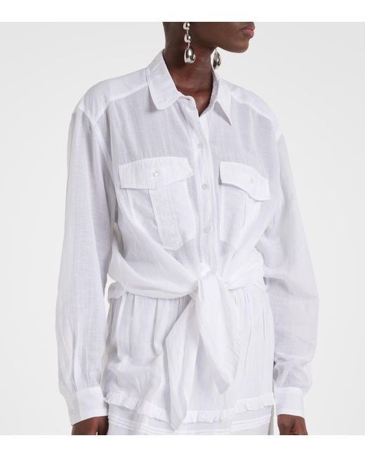 Isabel Marant White Nath Cotton-Blend Top