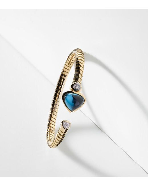 Marina B Metallic Trisolina Bypass 18Kt Bracelet With Topaz And Diamonds