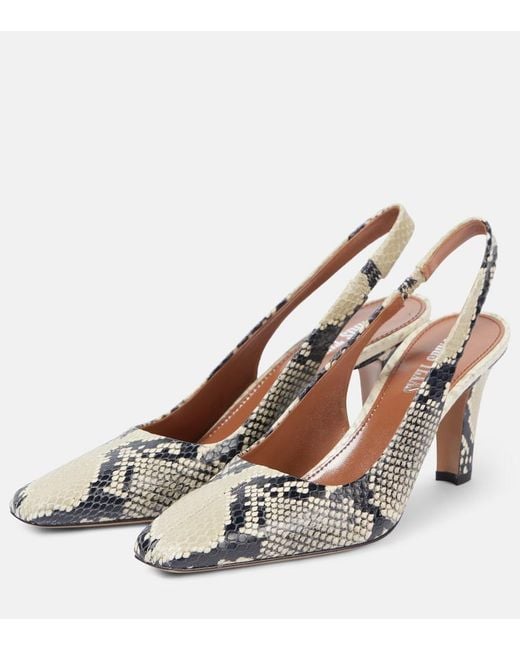 Paris Texas Natural Belle 75 Snake-Effect Leather Slingback Pumps