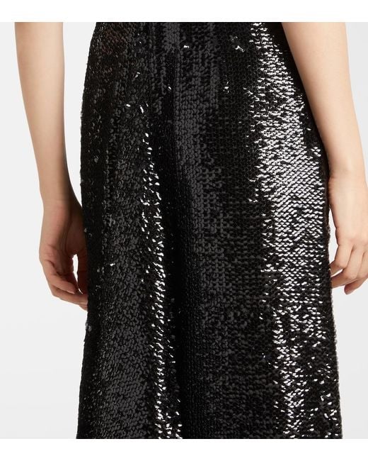 Emilia Wickstead Black Tippini Sequined Midi Dress