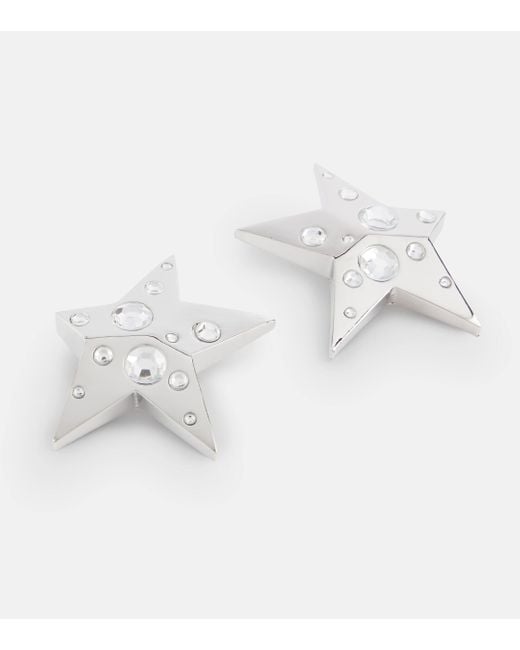 Area White Crystal Star Earrings