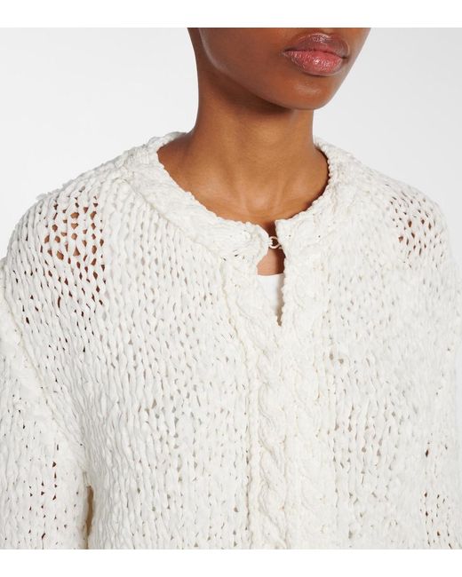 Khaite White Genevieve Open-Knit Cardigan