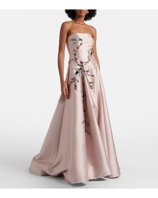 Costarellos Pink Mavia Embellished Corset Gown