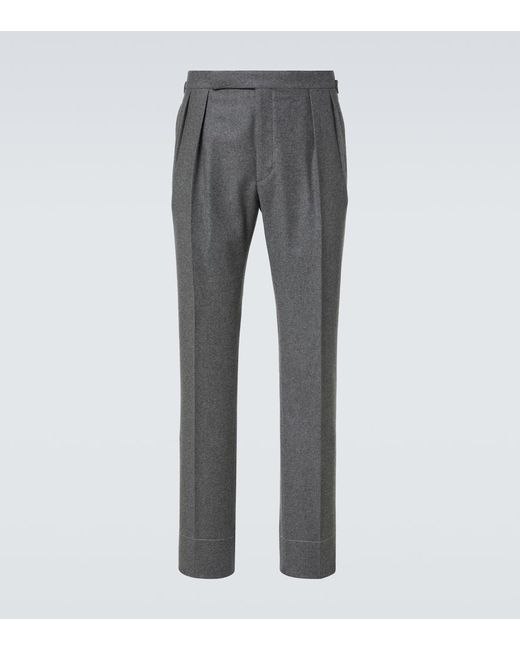 Ralph Lauren Gerade Hose Aus Wollflanell in Gray für Herren