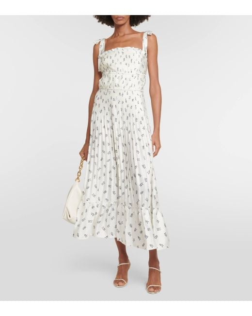 Polo Ralph Lauren White Pleated Floral-print Dress