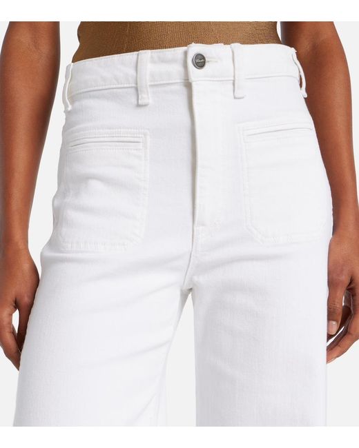 Khaite White Delmonico High-Rise Wide-Leg Jeans