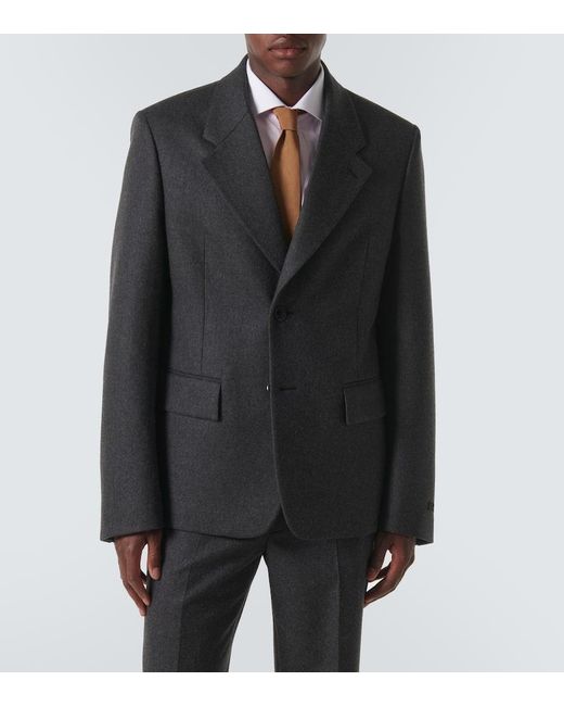 Prada Black Single-Breasted Wool Blazer for men