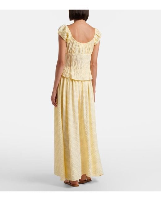 Montce Yellow Millie Gingham Cotton Maxi Skirt