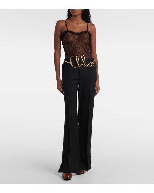 Chloé Blue Weite High-Rise-Hose