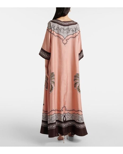 LaDoubleJ Pink Muumuu Printed Silk Twill Maxi Dress