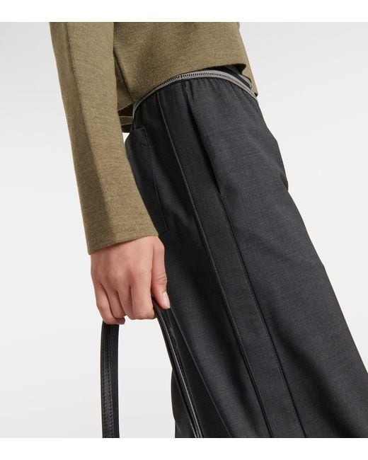 Pantaloni a gamba larga in lana di Loewe in Black