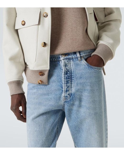 Brunello Cucinelli Blue Mid-Rise Slim Jeans for men