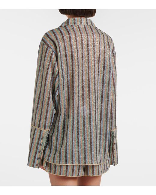 Oseree Brown Lumiere Striped Shirt