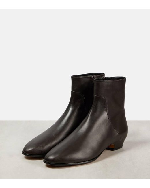 The Row Black Awar 25 Leather Ankle Boots