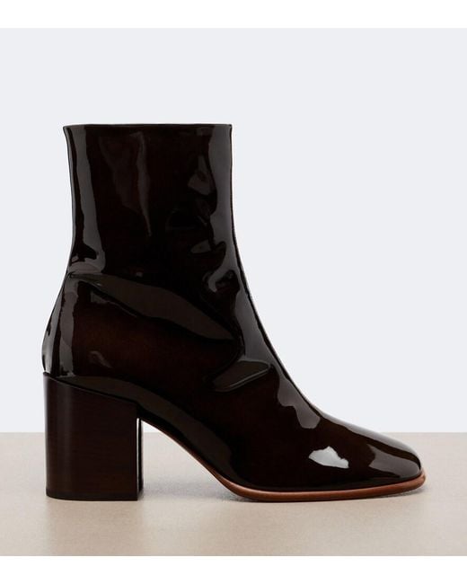 Dries Van Noten Black Patent Leather Mid-Calf Boots