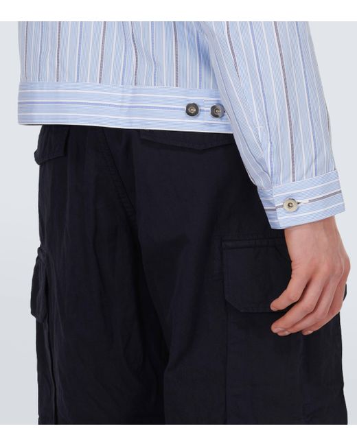 Comme des Garçons Blue Striped Cotton Jacket for men