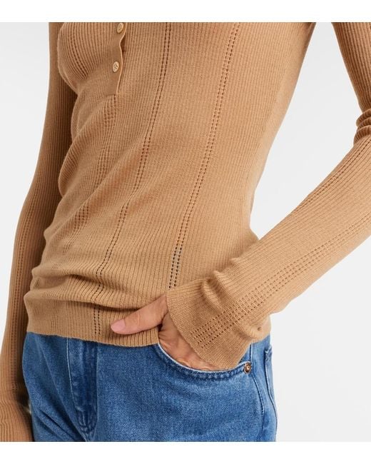 Gabriela Hearst Brown Sophia Wool Polo Sweater