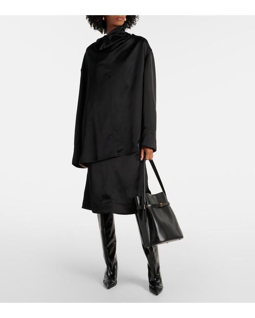 Totême Black Leather Bucket Bag