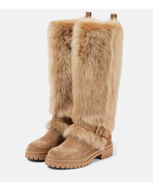 Gianvito Rossi Brown Stiefel Aus Veloursleder Mit Shearling