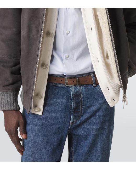 Brunello Cucinelli Brown Suede Belt for men