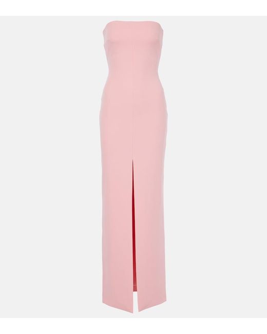 Solace London Pink Bysha Strapless Crepe Gown