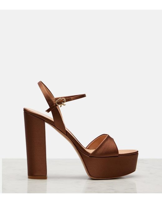 Gianvito Rossi Brown Satin Crepe Platform Sandals