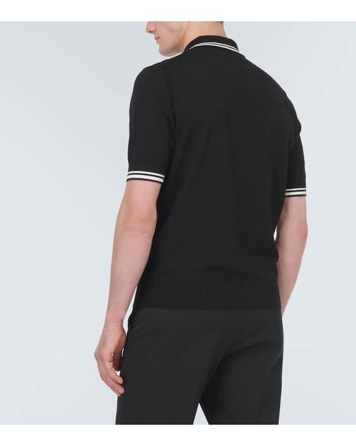 Polo in pique di cotone con logo di Dolce & Gabbana in Black da Uomo