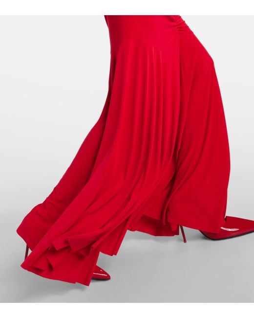 Norma Kamali Red Ruched Strapless Gown