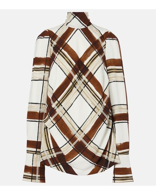 Dries Van Noten Brown Checked Top