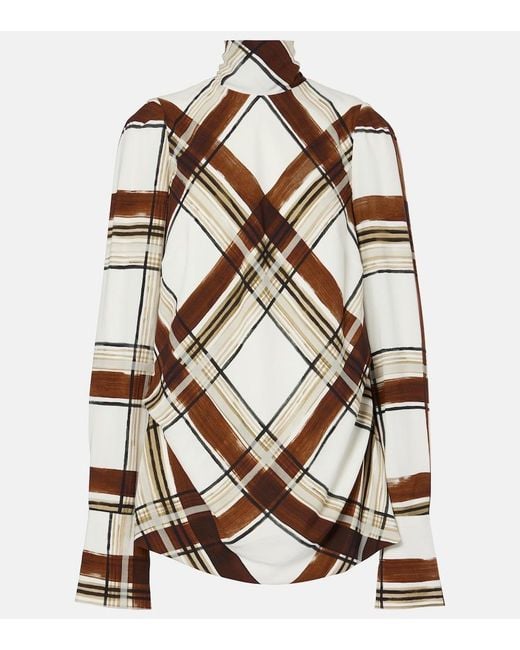 Dries Van Noten Brown Checked Top
