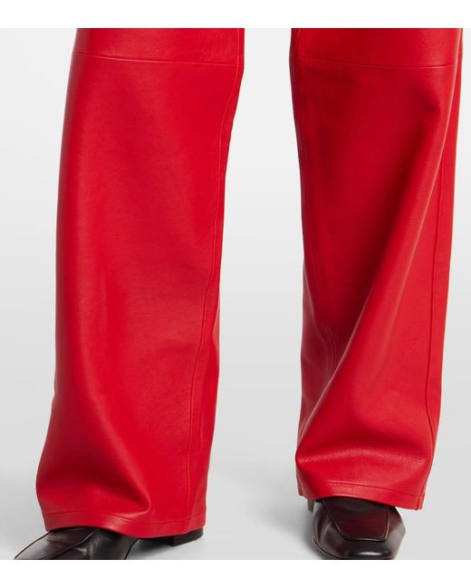 Pantalon Ample A Taille Haute En Cuir Rohe en coloris Red