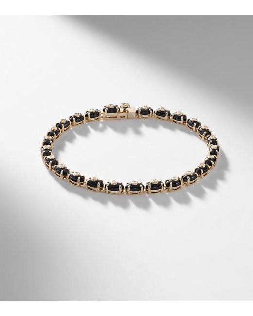 Sydney Evan Metallic Tiny Carved Stone 14Kt Bracelet With Onyx And Diamonds