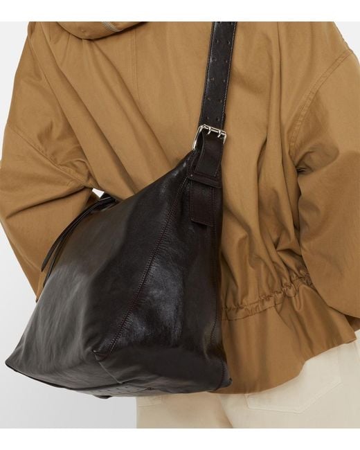 Lemaire Black Small Belted Leather Shoulder Bag