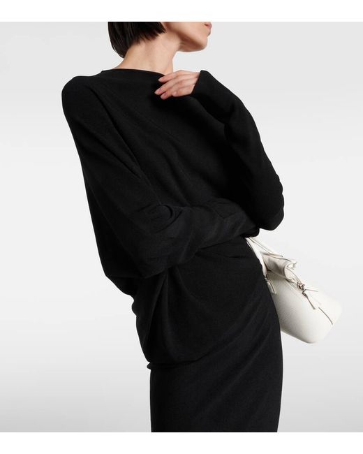 Wolford Black Draped Jersey Sweater Dress