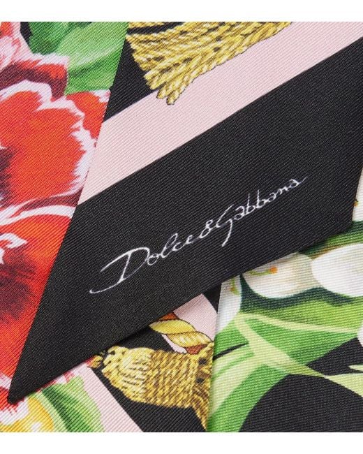 Foulard En Soie A Fleurs Dolce & Gabbana en coloris White