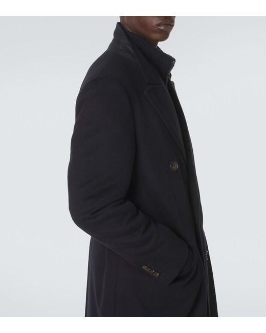Umit Benan Black President Double-Breasted Wool Coat for men