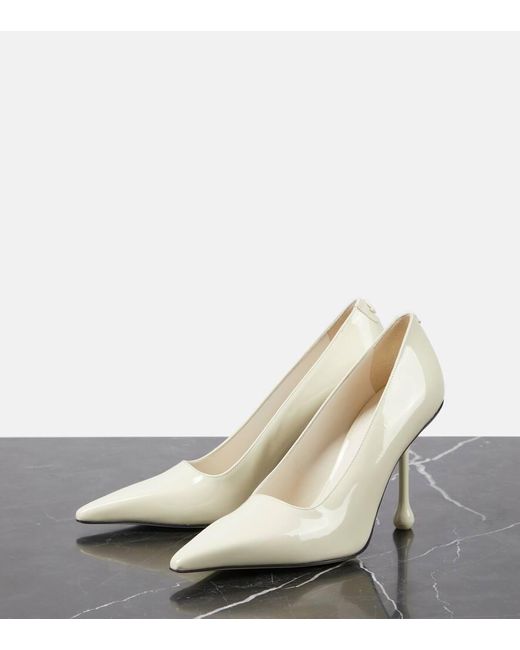 Jimmy Choo White Ixia 95 Patent Leather Pumps