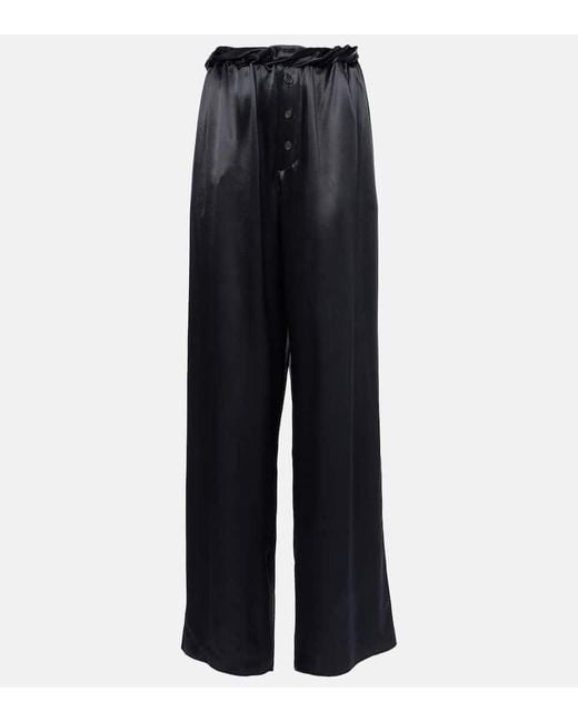 Pantalones Anchos De Pijama De Saten Ferragamo de color Blue