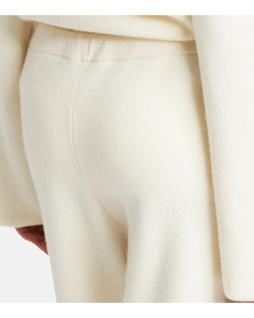 God's True Cashmere White Embellished Cashmere Wide-Leg Pants