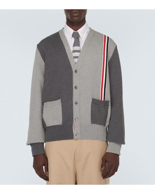 Thom Browne Cardigan RWB Stripe aus Baumwolle in Gray für Herren