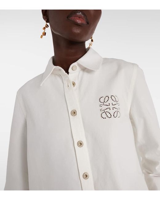 Camisa Paula's Ibiza de algodon con anagrama Loewe de color White