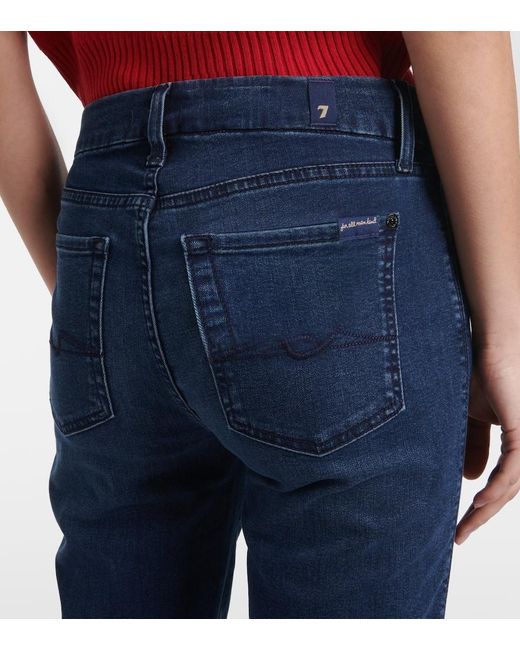 7 For All Mankind Blue Kimmie Mid-Rise Straight Jeans
