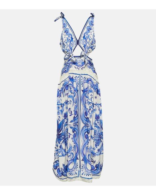 FARM Rio Off- Garden Tiles Maxi Dress, Garden Tiles Off in Blue | Lyst