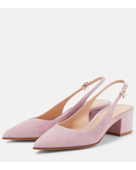 Gianvito Rossi Pink Piper 45 Suede Slingback Pumps