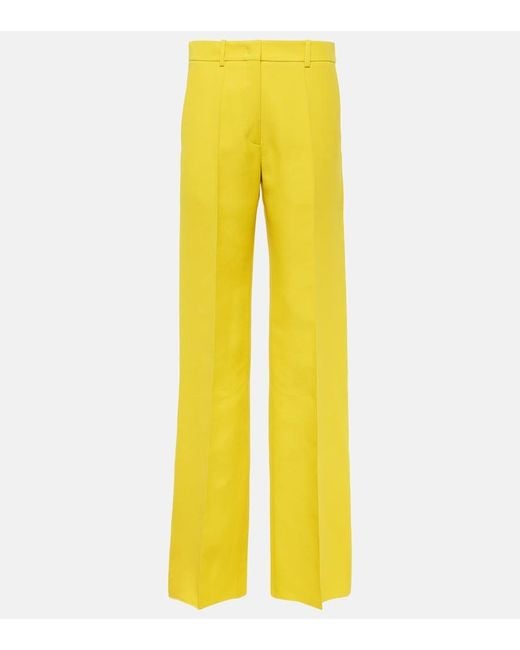 Valentino Yellow Crepe Couture High-Rise Straight Pants