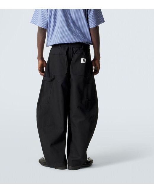 Sacai Black X Carhartt Wip Cotton Barrel-Leg Pants for men
