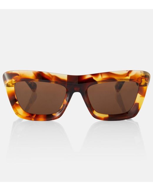 Bottega Veneta Brown Scoop Rectangular Sunglasses