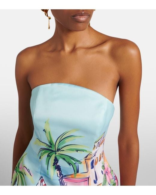 LEO LIN Blue Printed Bustier Dress
